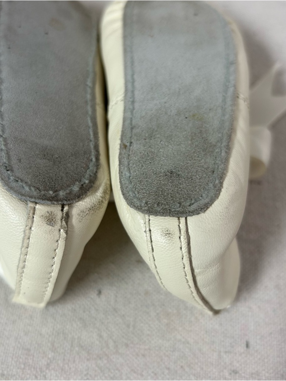 Designer’s Touch Ballet Flats Toddler Girls 6 Ivory Leather Ribbon Tie String - Picture 8 of 10